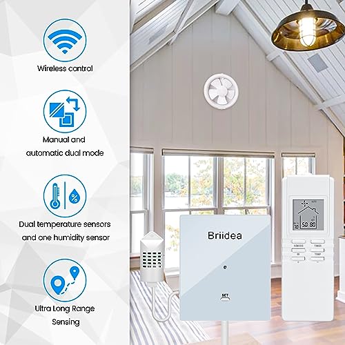 Briidea Attic Fan Control Kit - Smart Fan Converter with Temperature & Humidity Sensor for Cool, Dry Attic