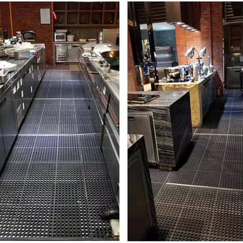 Anti-Fatigue Rubber Floor Mat - NANBOWANG Commercial Grade Grease Resistant Non-Slip Recycle Tyre Floor Mats for Restaurant Kitchen Bar Garden Outdoor Wet Area (40"X80") - size: 40"X80"