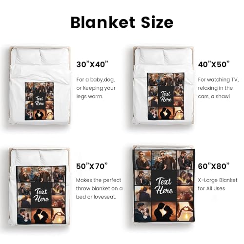 inkArts Custom Blanket Throws with Photos Text Personalized with Picture Customizable, Customize for Mom, Dad, Couple, Girlfriend, Boyfriend, Husband & Wife - color: Ten Photo