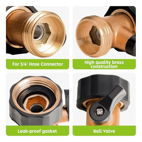 Brass Shut Off Valve Connector, Heavy Duty 3/4” Garden Hose Cut Off Adapter, 2 pack - style: Shut-off-2Pack