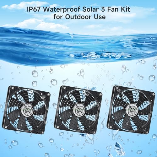 Fanspex 5.5" Solar 3 Fan Kit Waterproofed for Chicken Coop & Greenhouse | High Velocity Solar Powered Fans for Outdoor Shed Intake or Exhaust Air - size: 5.5" 3 Fan Kit