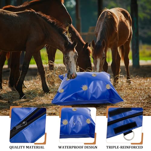 47'' x 39'' Zip Slow Feed Bag Hay Net Alternative Slow Feeder Horse Hay Bag for Stall, Trailer, Track, Paddock, or for Horse, Goat, Donkey