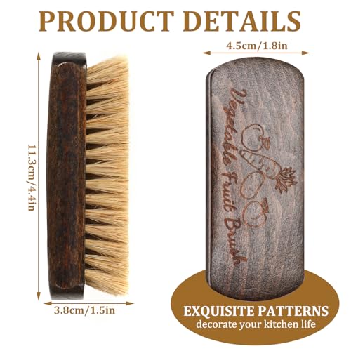 Vegetable Scrubber, Veggie Fruit Potato Brush for Food | Firm Bristles, Wood Veggie Wash Scrubber, Carrot Cucumber Corn Tableware Cleaning, Kitchens Camping Brush Tool - color: Brown