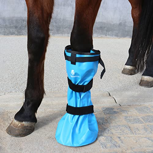 Hoof Soaking Boot for Horse, Waterproof PVC Hoof Soaker Bag with EVA Foam Pad, Secure 3-Strap Equine Icing & Soaking Boot for Hooves Care, Fits Most Hooves - color: Sky Blue