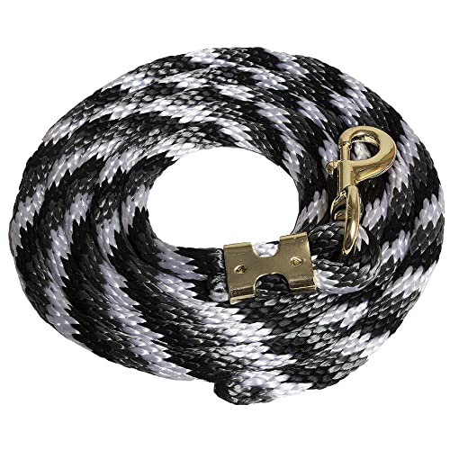 Mustang Poly Lead Rope 9ft. with Bolt Snap - color: Black/Gray/White