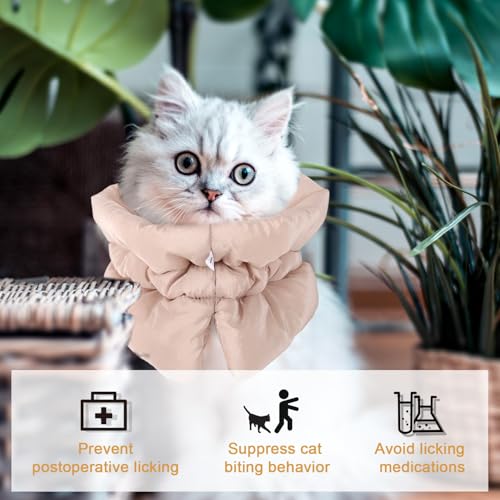 BOXOB Adjustable Lightweight Waterproof Recovery Collar | Soft for Cats & Dogs Kitten Cone to Stop Licking After Surgery - Prevents Licking Wounds (S, Khaki) - color: Khaki