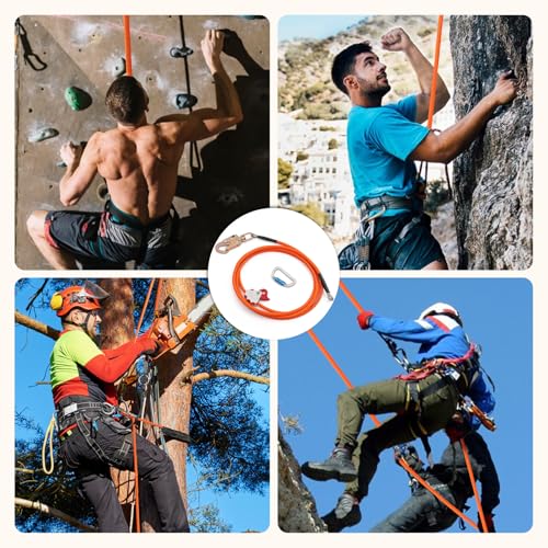 16ft Steel Wire Core Flipline, 3300Lbs Arborist Positioning Lanyard Kit | Flip line with Triple Lock Carabiner, Swivel Snap Hook and Rope Grab for Large Trunk Climbing, Tall Tree Care and Rescue - size: 1/2’’ x 16 ft