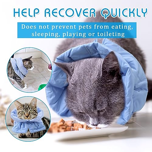 Adjustable Recovery Collar - Lightweight | Waterproof & Soft for Cats & Dogs - Prevents Licking Wounds (S) - color: light blue