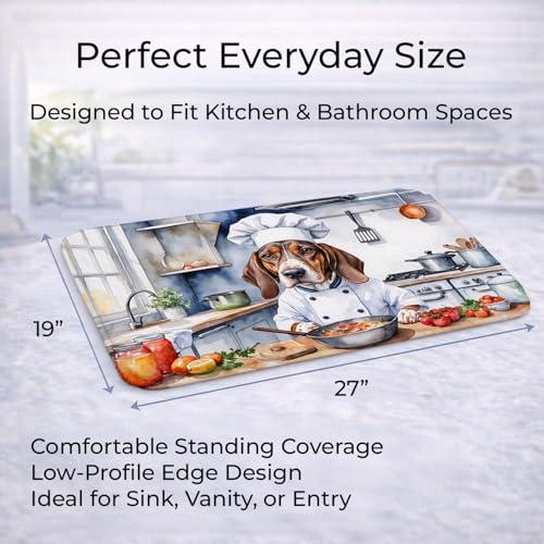 Caroline's Treasures American English Coonhound The Chef Memory Foam Kitchen Mat Machine Washable Anti-Fatigue Mat Cushion Comfort Bath Mat or Kitchen Rug - color: American English Coonhound 6186