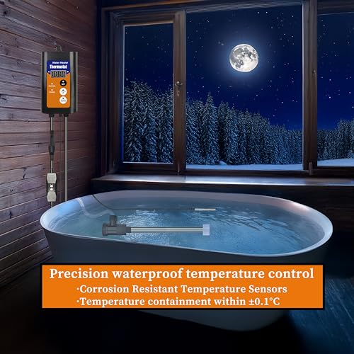 240V 3000W Submersible Portable Electric Pool & Hot Tub Immersion Water Heater with Thermostat, GFCI for Bathtubs, Inflatable Pool, Above Ground Pool, Swimming Pool and Baptistry
