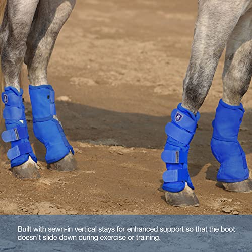 Harrison Howard Horse Leg Guard Stomp Reduction Hook and Loop Closures Rubbing Prevention - color: Deep Blue, size: Arab Medium (Pack of 4)