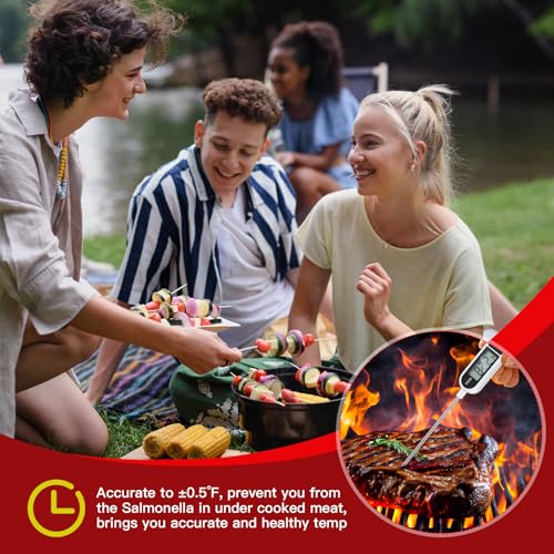 6 Pcs Instant Read Meat Thermometer Long Probe,White | Probe Waterproof Digital Thermometer, For Cooking BBQ Water Milk Liquids, Quick Accurate Food Temperature - color: white
