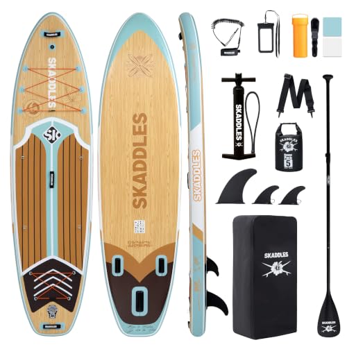 10’6’’ Inflatable Stand Up Paddle Board (SUP) for Adults and Youth with Non-Slip Deck – Complete Accessories Kit, for Fishing, Yoga, Fitness & Family Fun - color: Mint Cinnamon