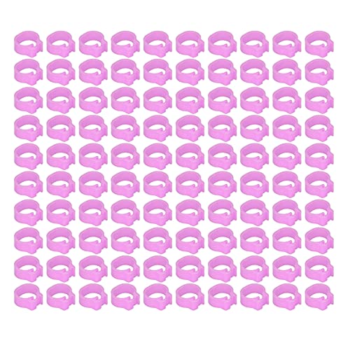 Zerodis 100PCS 8mm Leg Rings, Plastic Identification Bands for Pigeons, with Reusable Easy to Install for Poultry Dove Marking (Pink) - color: Pink