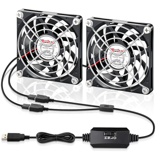 Wathai 2pcs 80mm x 10mm USB Computer Fan, USB Fans for Cooling DIY Exhaust | 2 in 1 Samll Fan for Cooling Receiver DVR PlayStation Xbox Computer Cabinet Cooling 80x80x10mm - size: 80x10mm (5V)