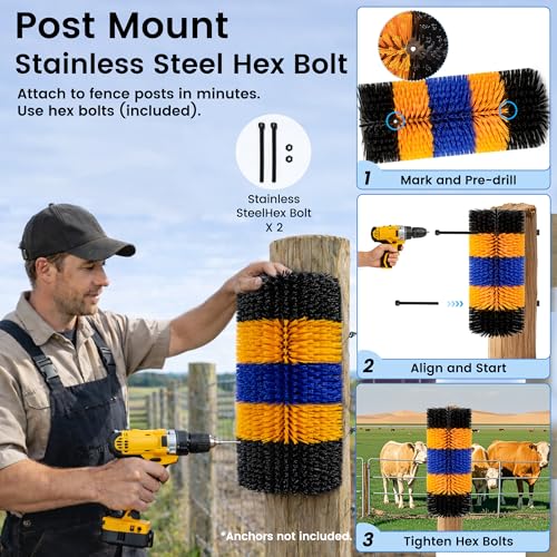 17" x 7.9" Livestock Scratching Brush for Horse, Wall-Mount Grooming and Massage Scratch Brushes for Cow Donkey Goats Horse Sheep, with 8 Screws for Back Itch Relief & Keep Cleaning (1Pcs) - size: 1 Count (Pack of 1)