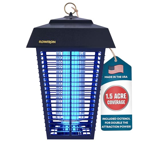 Flowtron Bug Zapper, 1.5 Acre Outdoor, Two 40W UV Bulb, 5600V, Octenol Lure | Bug zapper for large yards, farms, and wooded areas - UV and octenol lure clears mosquitoes and flies - UL certified - color: Black