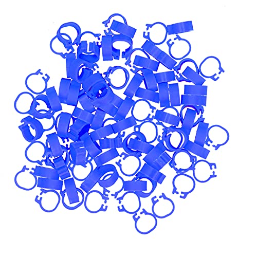 Zerodis 100PCS 8mm Leg Rings, Plastic Identification Bands for Pigeons, with Reusable Easy to Install for Poultry Dove Marking (Blue) - color: Blue