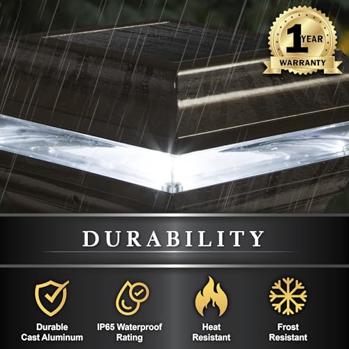 Classy Caps 4x4 Aluminum Imperial Solar Post Cap - Fits 3.5"x3.5" & 4"x4" Deck & Fence Posts - Bronze Cast Aluminum - Warm/Cool Light Color Modes - color: Bronze, size: 3.5x3.5 | 4x4
