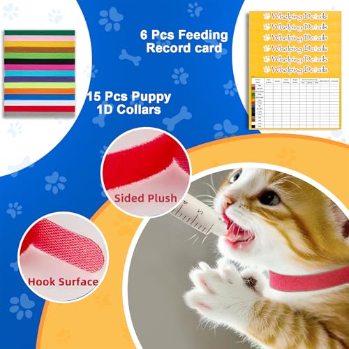 52pcs Puppy Whelping Supplies,Whelping kit,Puppies Birth,Kitten Dog Supplies,Puppy kit,Bottle Feeding kit for Newborn Puppy, Puppy Whelping Collars,Tube,Cord Clamps,Gloves,Digital Thermometer Scale