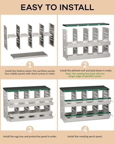 Galvanized Steel Chicken Nesting Boxes, 8-Hole Laying Boxes with Front Egg Tray ＆ Vent, Roll Away Nesting Box for Hens, Includes 8 Training Eggs, Green - color: Green