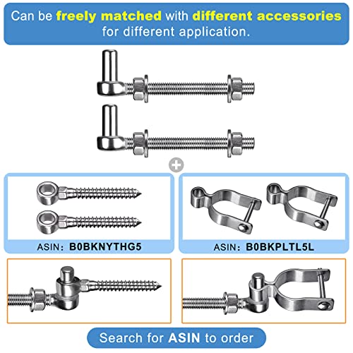 Insaga J Bolt Gate Hinge, 304 Stainless Steel Farm Gate Hinges, M12 x 6'' Gate Hinge Bolt 5/8'' for Chain Link Fence/Farm/Wooden Fence/Driveway, Supports up to 500lbs, 4pcs - color: M12-6''-4PCS