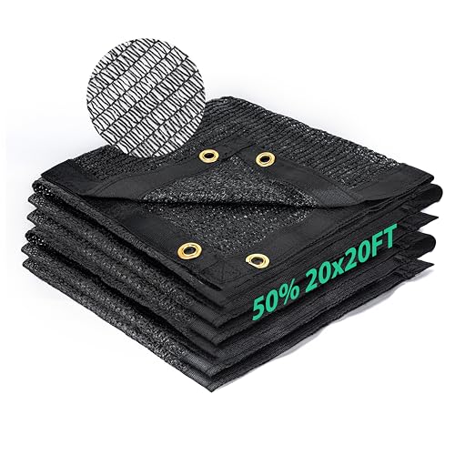 Kesfitt 50% Shade Cloth 20x20 ft, Breathable HDPE Mesh Sun Shade Tarp for Garden & Greenhouse, UV Resistant Outdoor Shade Fabric with Copper Grommets for Plants, Patio, Yard - size: 20ftx20ft, style: 50% Shading Rate