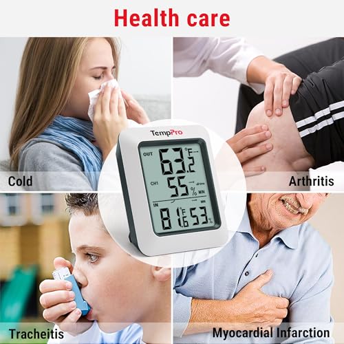 TempPro TempAir 500 FT Indoor Outdoor Thermometer Wireless with Sensor | Large LCD Display, No Hub or App Required, Outside Thermometer & Cold-Resistant Sensor for Patio (Previously ThermoPro) - style: 500ft