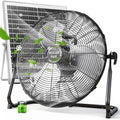 18'' Solar Powered Fan with 30W Solar Panel, Portable Solar Operated Outdoor Floor Fan for Camping, Home, Patio, Worksite - Stepless Speed, Metal Construction and Aluminum Blades