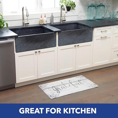 Cozy Living Anti-Fatigue Kitchen Mat, Grateful Floral 17.5"x30" - color: Grey/Cream, size: 18"L x 18"W x 0.5"Th