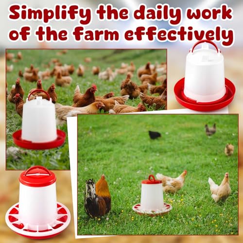 10 Pack Chicken Feeder and Waterer Sets, 2.2 BL Feeder+1L Waterer | 2-in-1 Poultry Starter Set, Hanging Plastic Containers for Farm and Brooder, Easy-fill Design, for Duck Chick Rabbit Turkeys