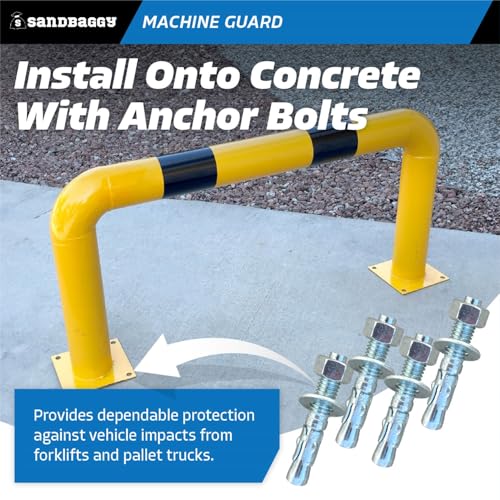 Sandbaggy High Profile Machine Safety Guard (24" H x 48" L) - Fixed Industrial Barrier Guards - Vehicle Impact Protection - Yellow Finish (10)