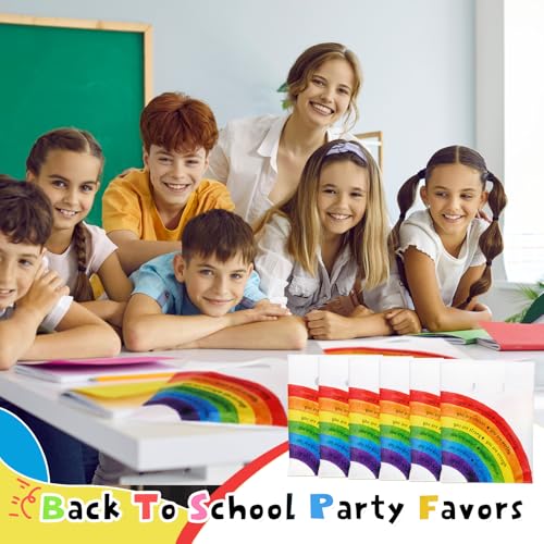 Coume 100 Pcs Back to School Gifts Bags Rainbow Inspiration Quotes Treat Bags with Handles Small Plastic Goodie Snack Bag for Students Teachers Kids Birthday Party Favors, 6" x 8" - style: Rainbow Style