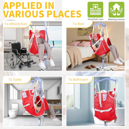 EZ Assistive Patient Lift Sling with Commode - Patient Lifting Slings for Transfer - Medical Full Body Straps for Elderly, Disabled,Nursing,Caregiver - SWL 500 lbs (Small-Red-1 PC) - size: Small-Red-1 PC