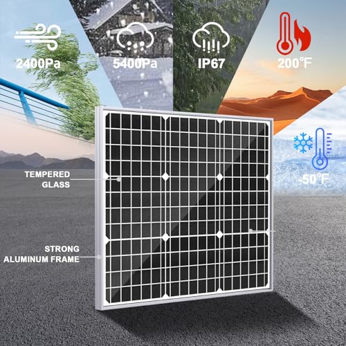 Solar Panel Kit 50W 12V, Solar Battery Trickle Charger Maintainer | Solar Battry Charger MPPT Controller for Boat RV Marine Trailer Automotive Trailer Truck Motorcycle Without Mounting Bracket - size: 50W MPPT Kit