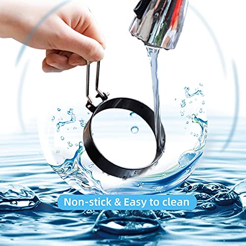 8 Inch Omelette Ring, 6 Inch Pancake Ring and 3.5 Inch Egg Ring | Upgrade 3 Pack Assorted Size Nonstick Stainless Steel Round Cooking Rings Molds with Oil Brush & Egg Separator for Griddle - size: 3 Pack Egg, Pancake & Omelet Rings