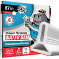 67" White Shower Threshold Water Dam Barrier, 1.5" Tall Water Stopper Strip | Flexible 1.5-inch-tall door seal helps contain splashes, block leaks and keep bathroom floors dry around walk-in showers - color: White, style: 67 In