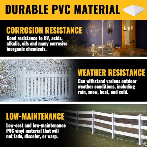 VIVIDA 4" x 4" Vinyl Fence Post Caps, White New England PVC Post Cap, 4 PCS | Actual 4" x 4", New England Plastic Post Cap, PVC Square Top Cover, For Vinyl Fences, Mailboxes & Decks - color: White-4 Pack, size: Actual 4" x 4"