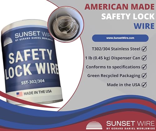 Safety Lock Wire - T302/304 Stainless Steel Safety Wire for Aviation, Automotive, Industrial Use - 1lb Dispenser Can - Made in USA (0.025 in) - size: 0.025 in