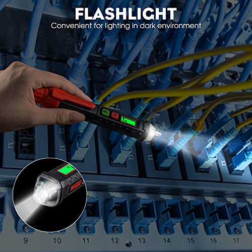 AC Voltage Tester/Non-Contact Voltage Tester with Dual Range AC 12V-1000V/48V-1000V, Electrical Pen with LCD Display and Flashlight Buzzer Alarm, Detect Wire Breakpoint, Live/Null Wire Tester.