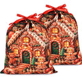 KzgtY Christmas Candy House 2PCS Gift Bags with Drawstring, 16 x 12 Inch Reusable Present Sacks for Christmas,Brithday, Holidays,Parties & Gift Packaging - color: Christmas Candy House