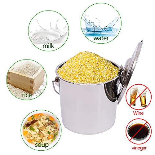 Extra Thick 304 Stainless Steel Milk Can, Milk Jug Milk Pail Anti-Leak Liquid Storage Transport Container with Sealed Lid and Carry Handle Tote Jug for ice, meat, fish, food, rice (20L/5.3Gal) - size: 20L/5.3Gal