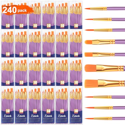 ESRICH 240PCS Paint Brushes, Paint Brush for Acrylic Painting | Artist Paintbrushes for Oil Watercolor, Body Face Rock Canvas, Small Paint Brushes for Kids, Purple - color: Purple, size: 240