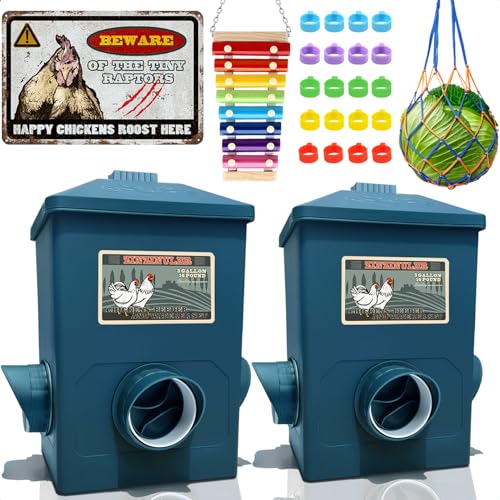Chicken Feeder, Hanging Automatic Chick Feeders, Chicken Coop Accessories(52 Pounds / 2 Pcs) - color: Midnight Blue