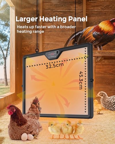 Digital Brooder Heater for Chicks, Remote Control | 180W safe radiant heat, adjustable height, digital thermostat, UL listed 110V, for chicks, ducklings, quail, backyard poultry