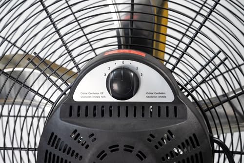 iLiving 24 Inch 3-Speed Orbital Internal Oscillating High Velocity Barrel Floor Fan for Office, Auto Shop, Garage, Workshop, Warehouse, 7800 CFM, Yellow - size: 24 In.