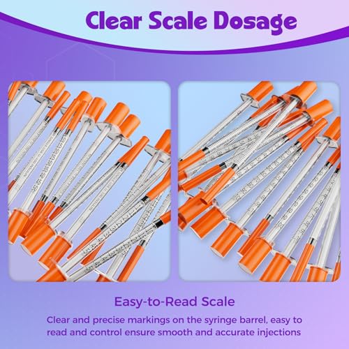 1ml Syringes 27G 1/2" 13mm Needle U-100 Disposable Lab Syringe, 30 Pack - size: 27G 1cc 1/2" (13mm)