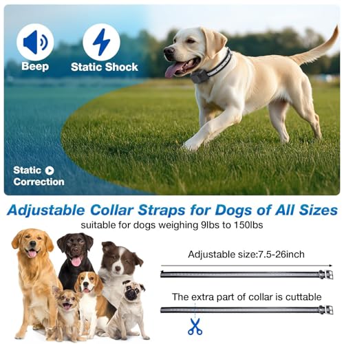 Electric Fence for Dogs,2026 Underground Dog Fence System for 2 Dogs | IPX7 Waterproof Training Collar with Tone Shock Correction Modes, rechargeable battery, and up to 3/4 Acre coverage - size: For 2 dogs