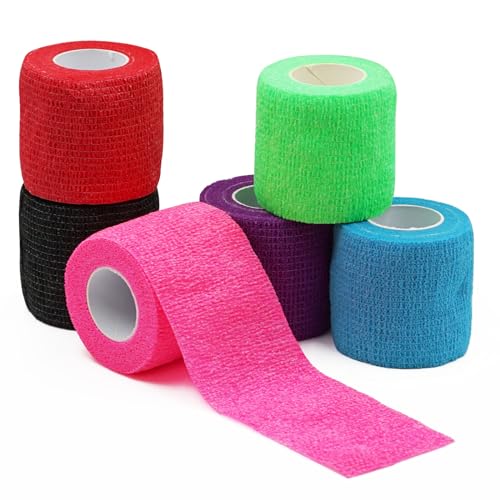 Bandages First Aid Tape Cohesive Bandage First Aid Bandages Cohesive Wrap Adhesive Bandage Self Adherent Cohesive Wrap Bandages Colorful Bandages (Mix6-B, 2-Inch) - color: Mix6-b, size: 2-Inch