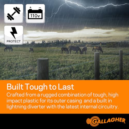 Gallagher M560 Electric Fence Charger | Powers Up to 75 Miles / 400 Acres of Clean Fence - 5.6 Joules, 110 Volt Energizer, Added Power Reserve - Unbeatable Reliability, Easy Installation